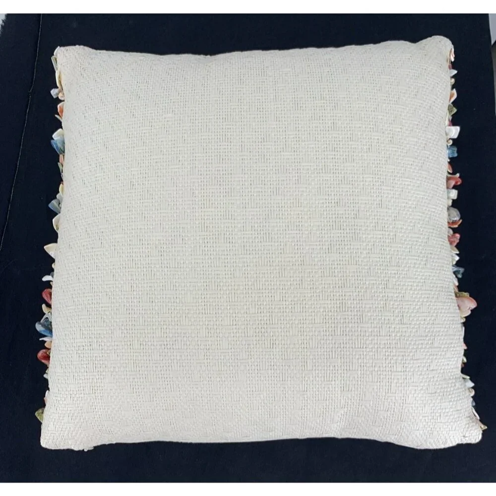 Pier 1 Joy Throw Pillow Seashells Woven Tropical 15